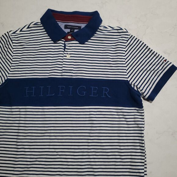 Tommy Hilfiger Other - Tommy Hilfiger 3D Stitch Logo SLIM FIT Classic Polo Shirt L White & Navy Blue